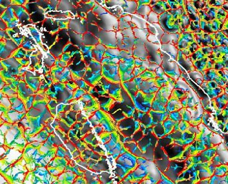 Mid-Sumatra Indonesia Bouguer gravity lineaments