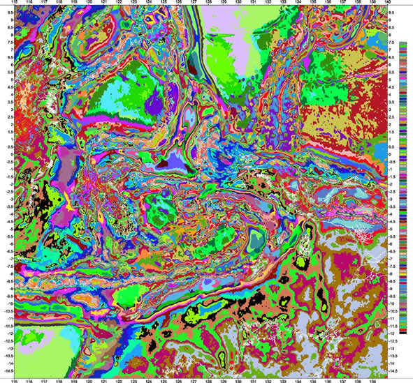 Eastern Indonesia Bouguer gravity classification