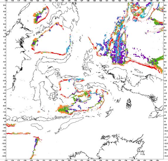 Ayu Trough area Bouguer gravity classification