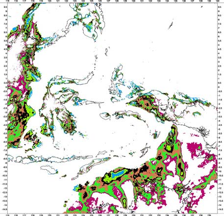 Australian Mesozoic shelf and basin areas Bouguer gravity anomaly classification